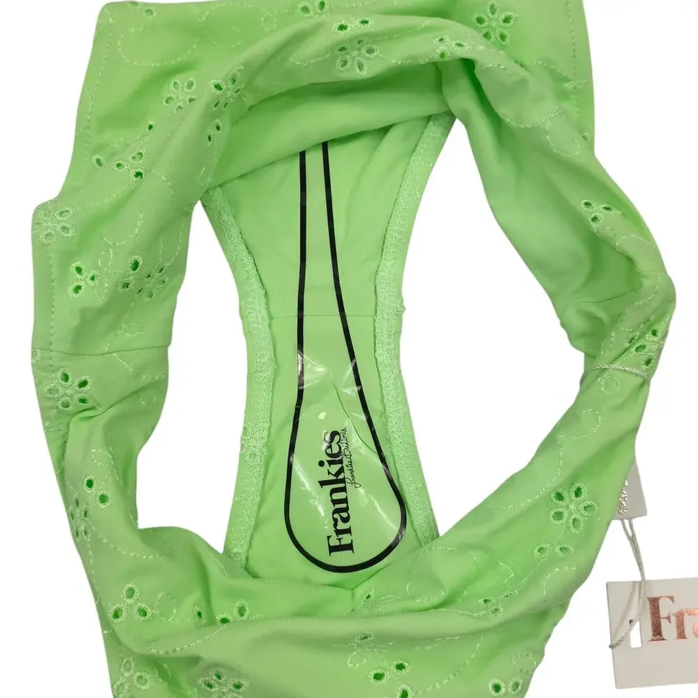 Frankies Bikinis Jasper Swim Bikini Bottom Mint Green Floral Eyelet